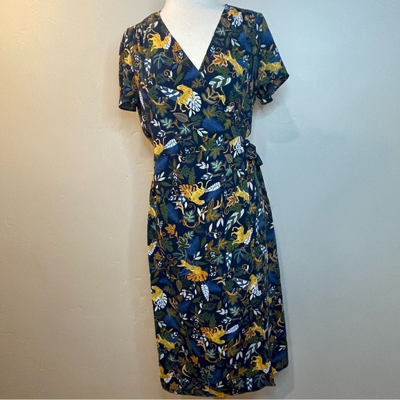 J. Crew 🐆 Drapey Wrap Dress Jungle Animal Print - Picture 11 of 11